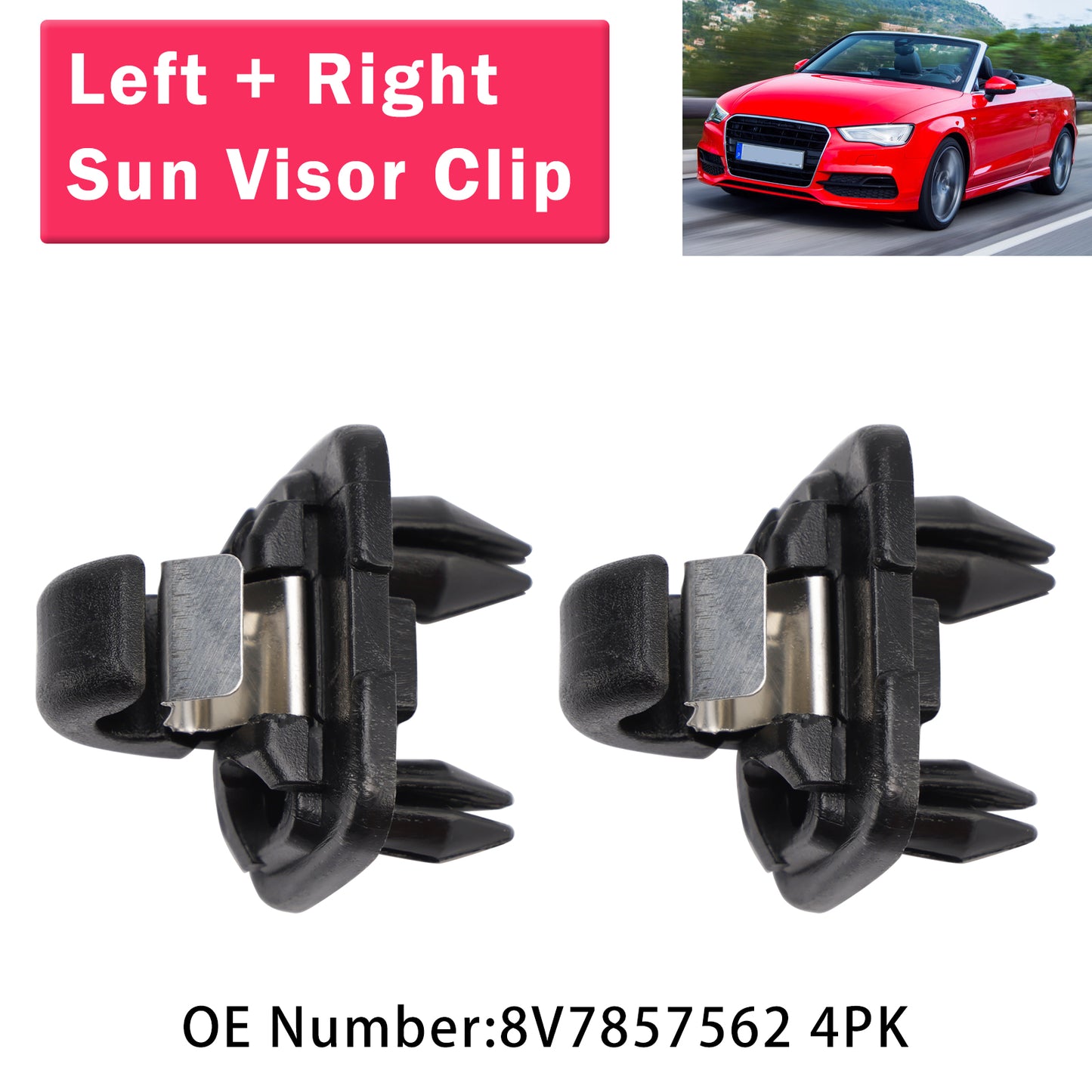 2015-2019 Audi A3 Cabriolet (Type 8V) 8V78575624PK 2x Sun Visor Clip 4PK