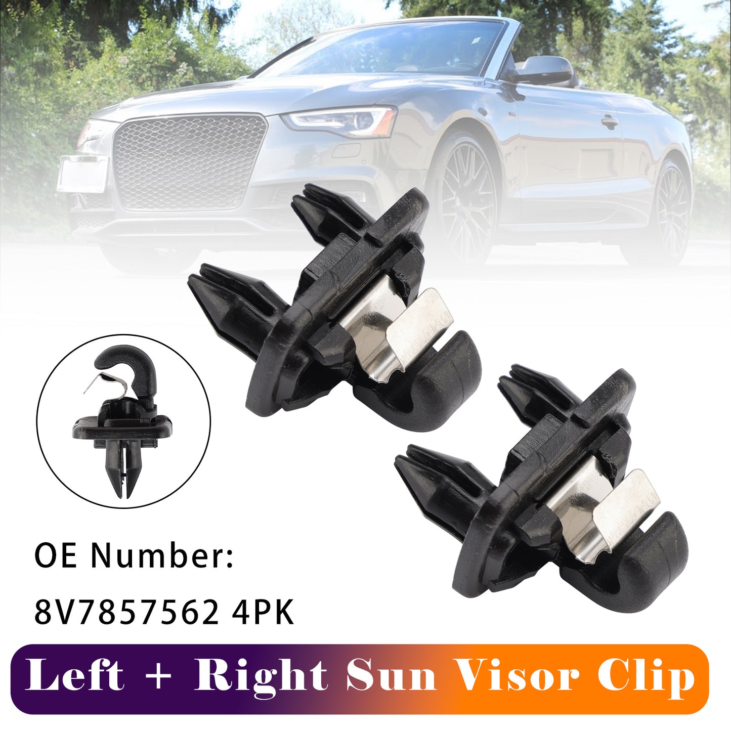 2015-2019 Audi A3 Cabriolet (Type 8V) 8V78575624PK 2x Sun Visor Clip 4PK