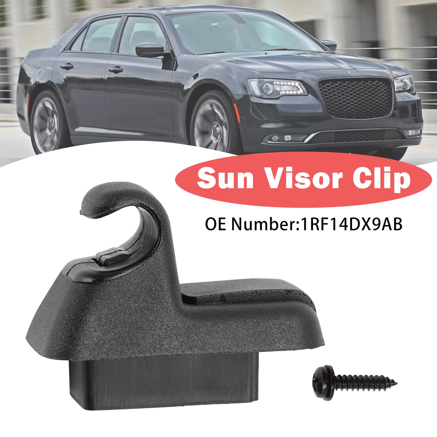 2011-2020 Chrysler 300 1RF14DX9AB Black Sun Visor Clip Fit