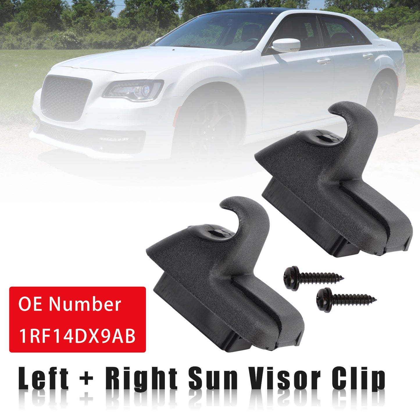 2011-2020 Chrysler 300 Dodge Charger 1RF14DX9AB 2x Black Sun Visor Clip Fit