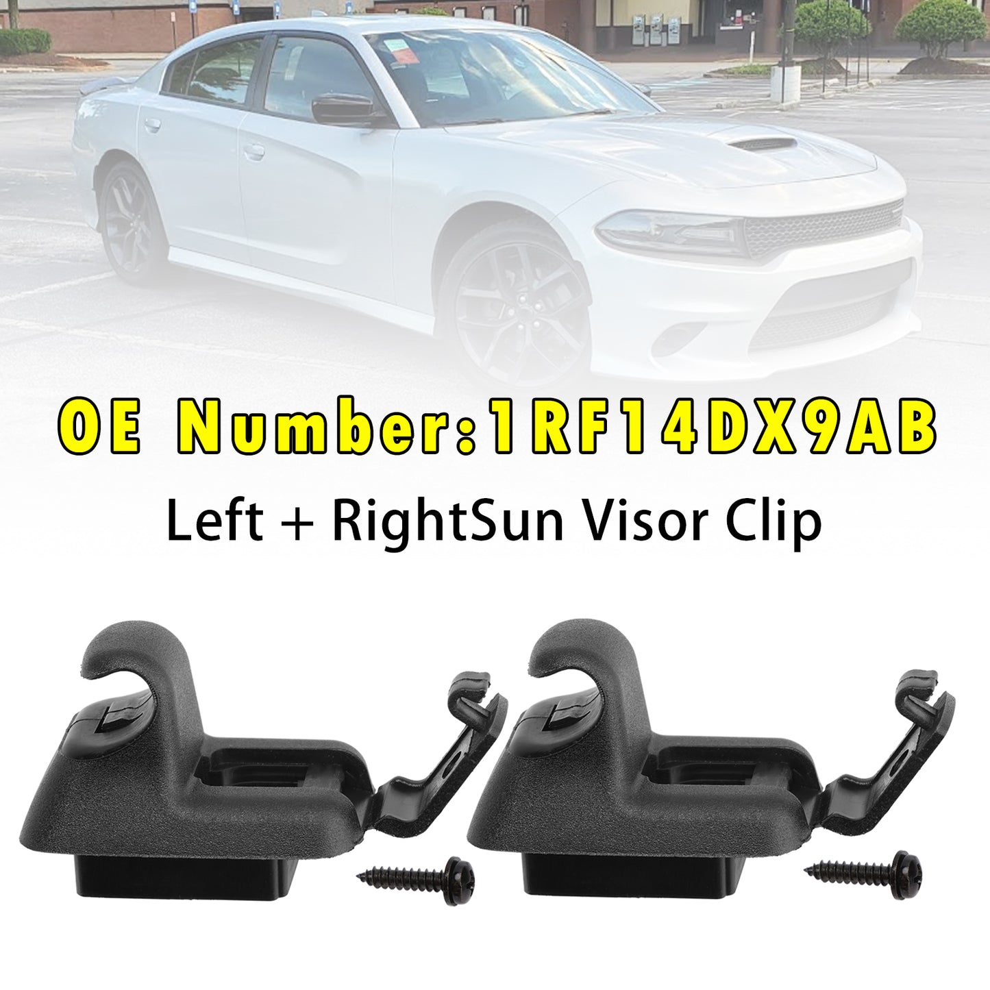2011-2020 Chrysler 300 Dodge Charger 1RF14DX9AB 2x Black Sun Visor Clip Fit