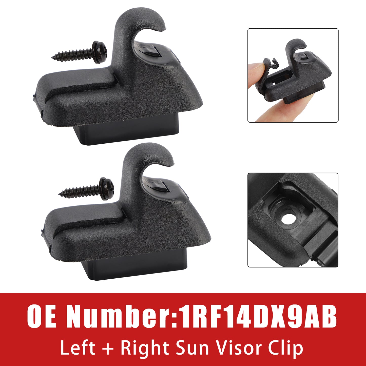 2011-2020 Chrysler 300 Dodge Charger 1RF14DX9AB 2x Black Sun Visor Clip Fit