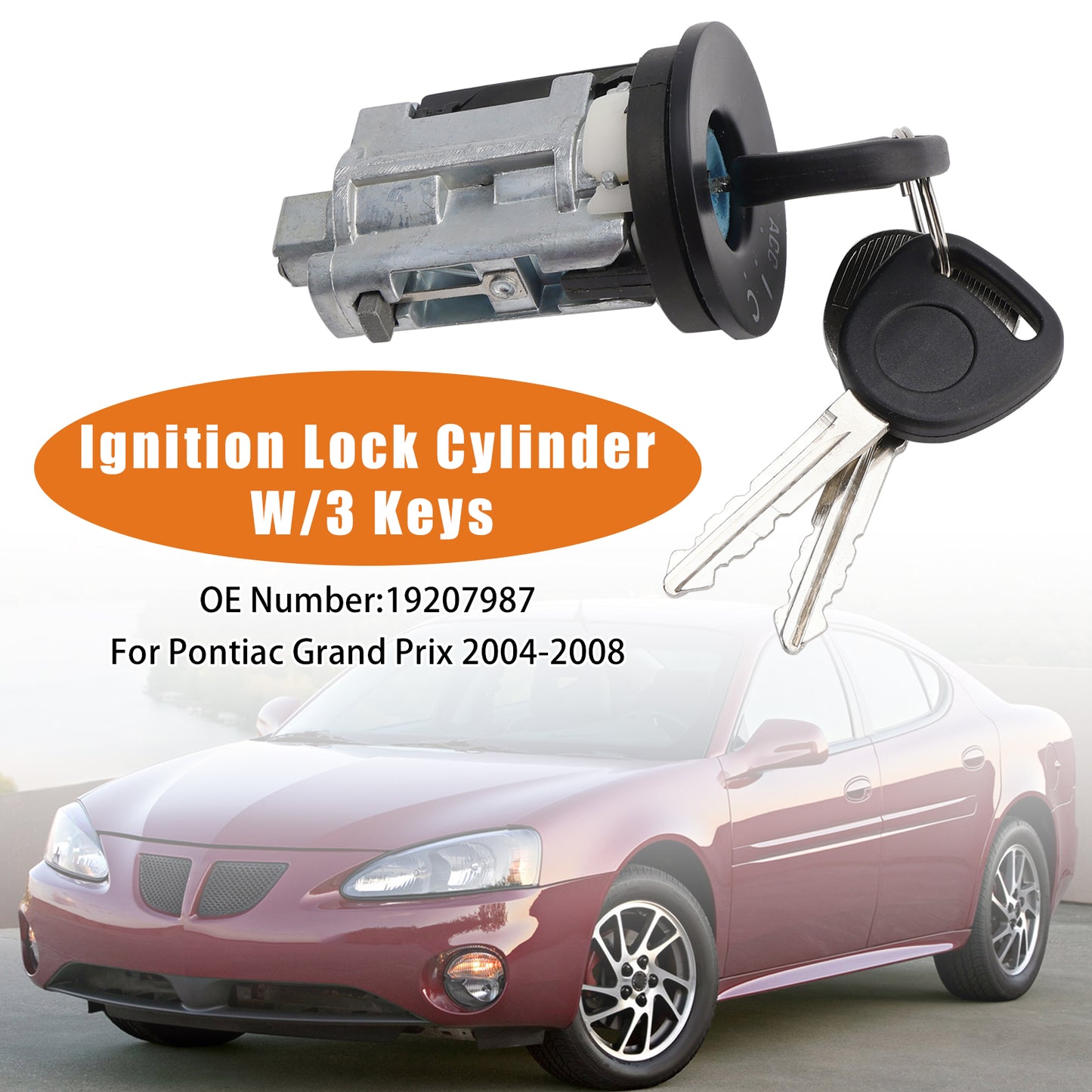 2004-2008 Pontiac Grand Prix 19207987 Ignition Lock Cylinder W/3 Keys