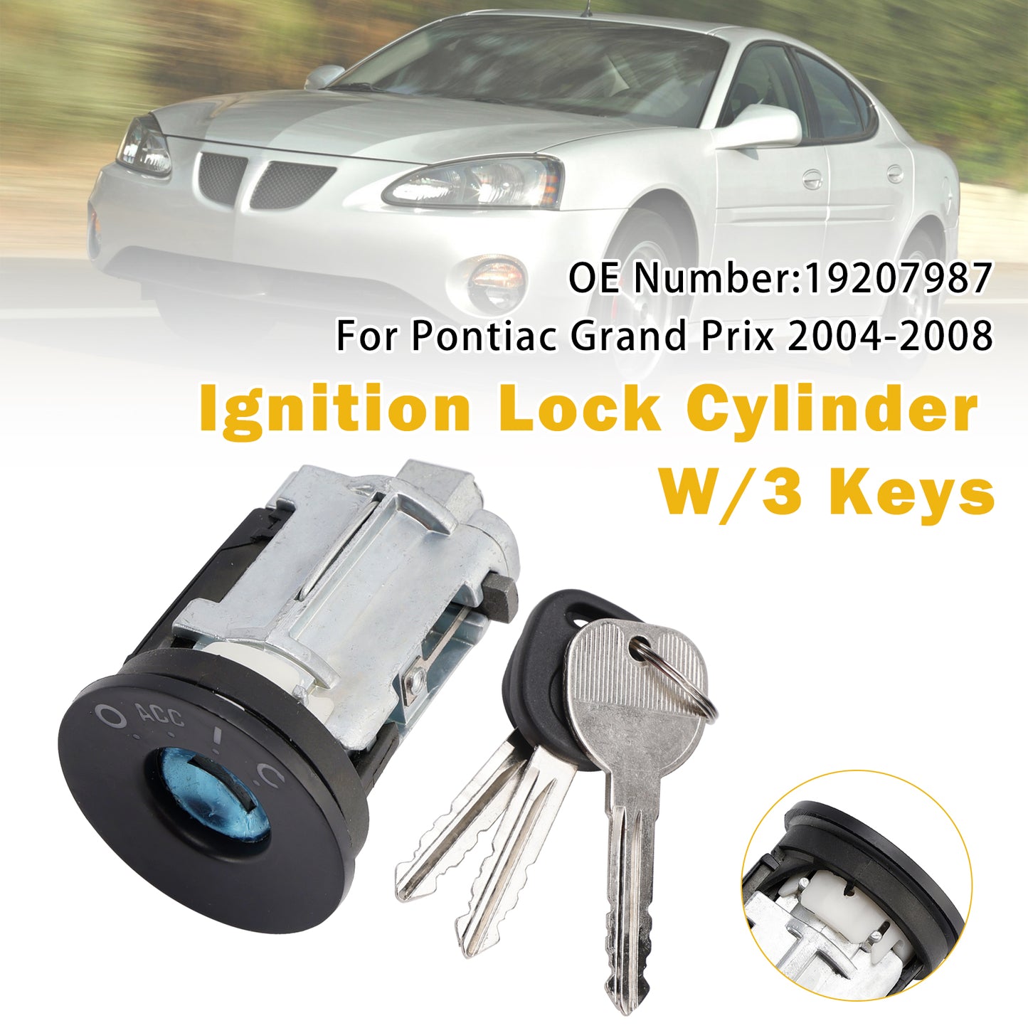 2004-2008 Pontiac Grand Prix 19207987 Ignition Lock Cylinder W/3 Keys