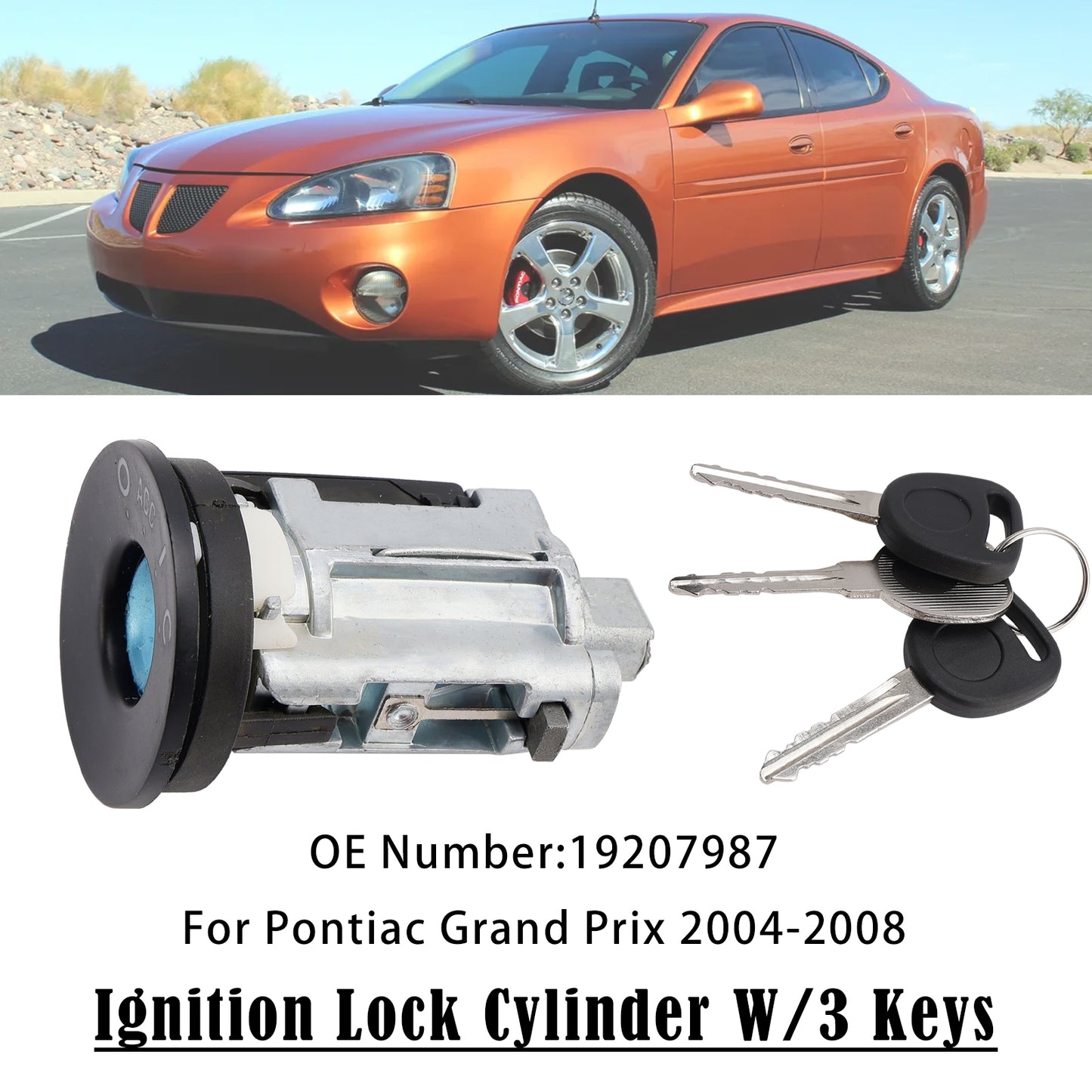 2004-2008 Pontiac Grand Prix 19207987 Ignition Lock Cylinder W/3 Keys