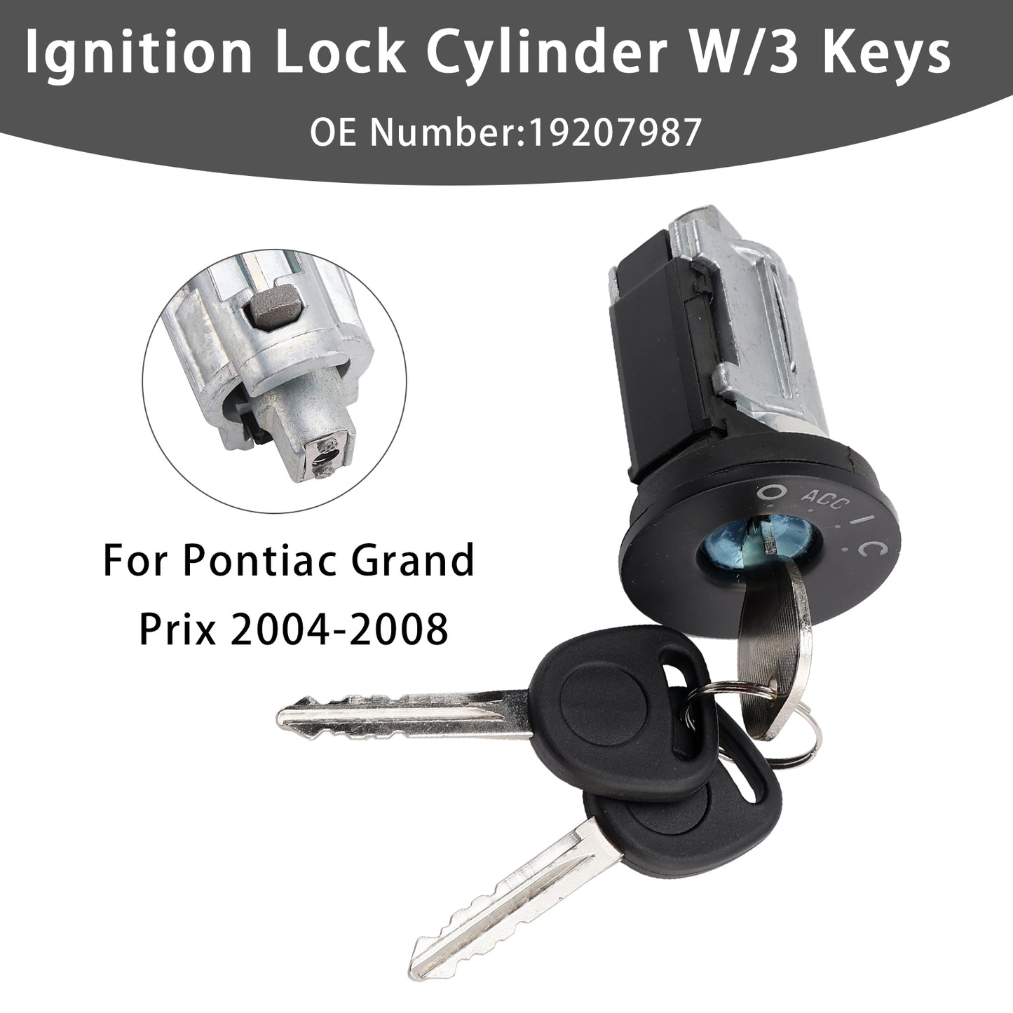 2004-2008 Pontiac Grand Prix 19207987 Ignition Lock Cylinder W/3 Keys