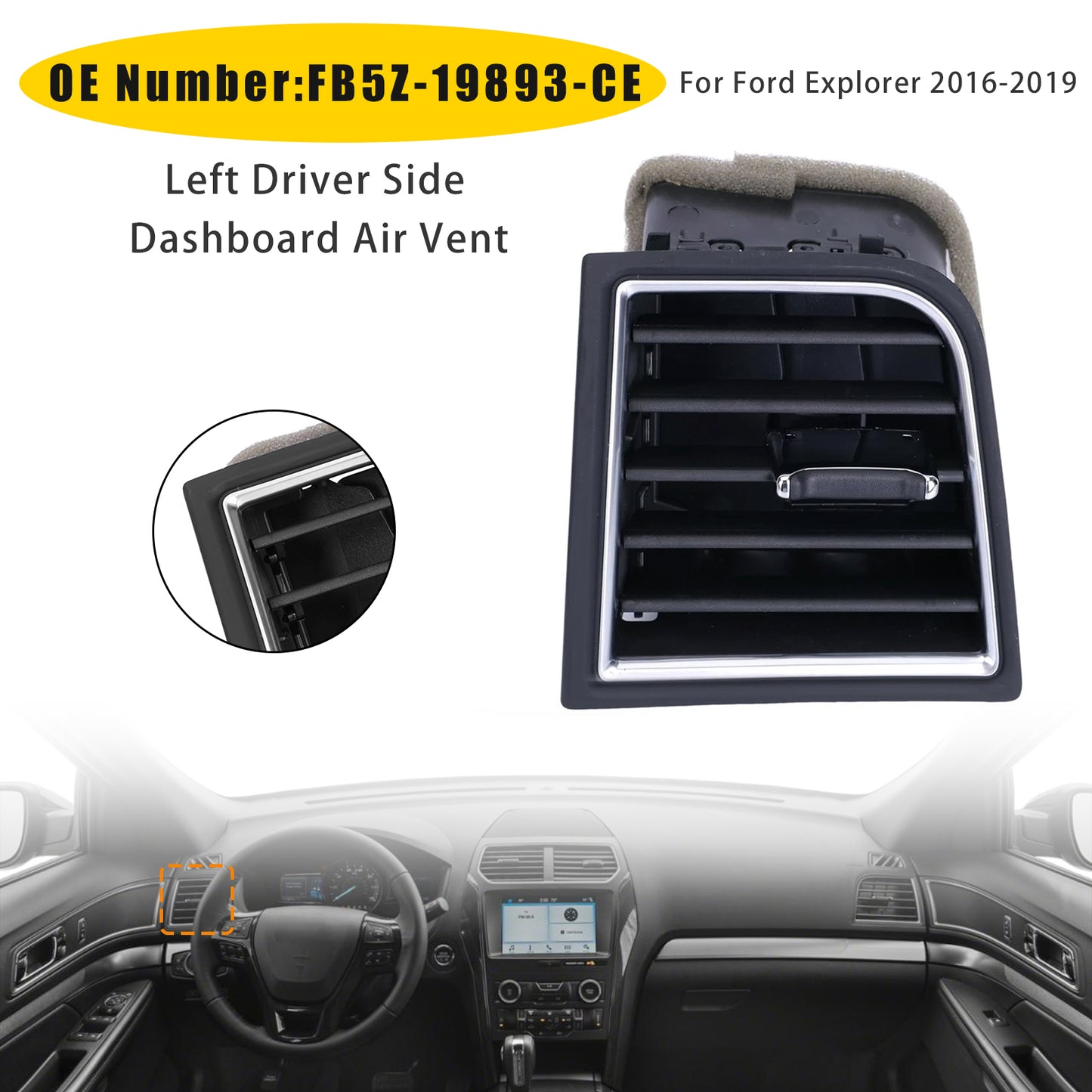 2016-2019 Ford Explorer FB5Z-19893-CE Left Driver Side Dashboard Air Vent Outer