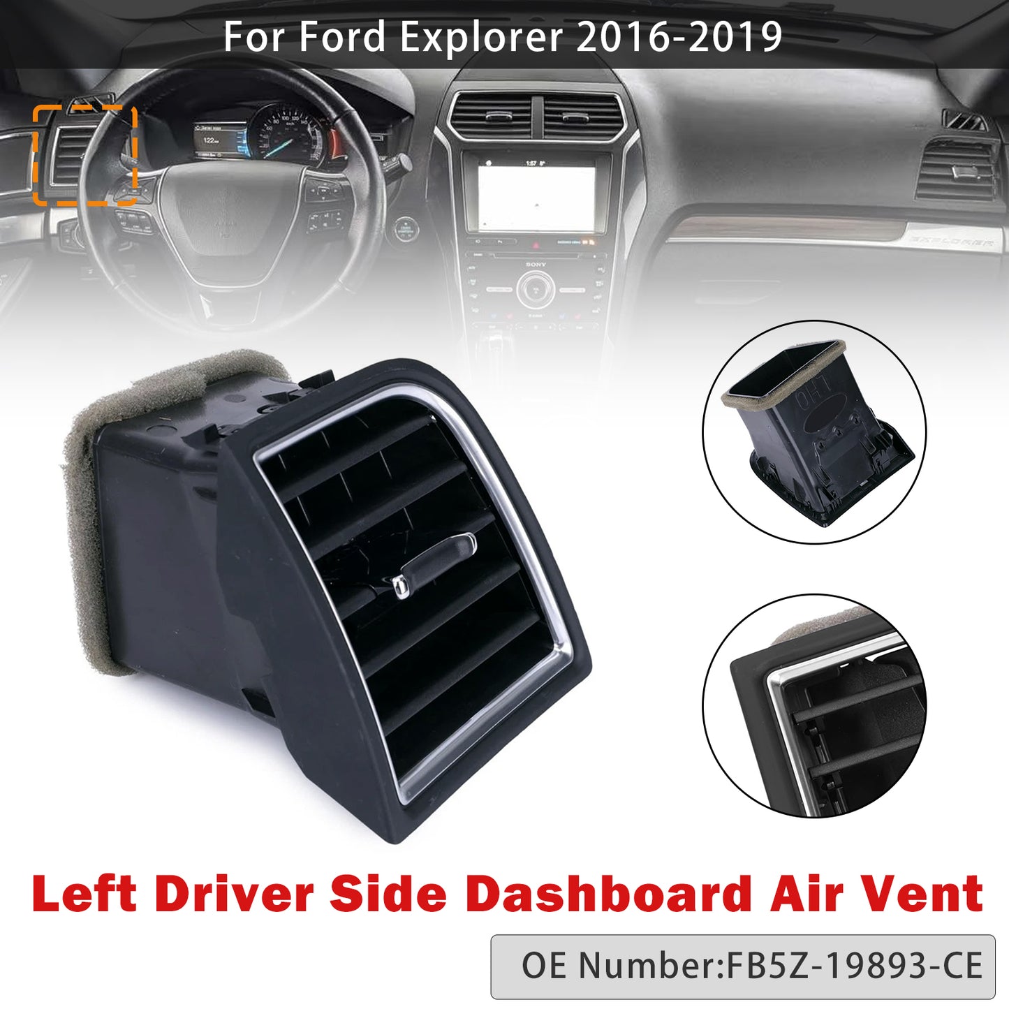 2016-2019 Ford Explorer FB5Z-19893-CE Left Driver Side Dashboard Air Vent Outer