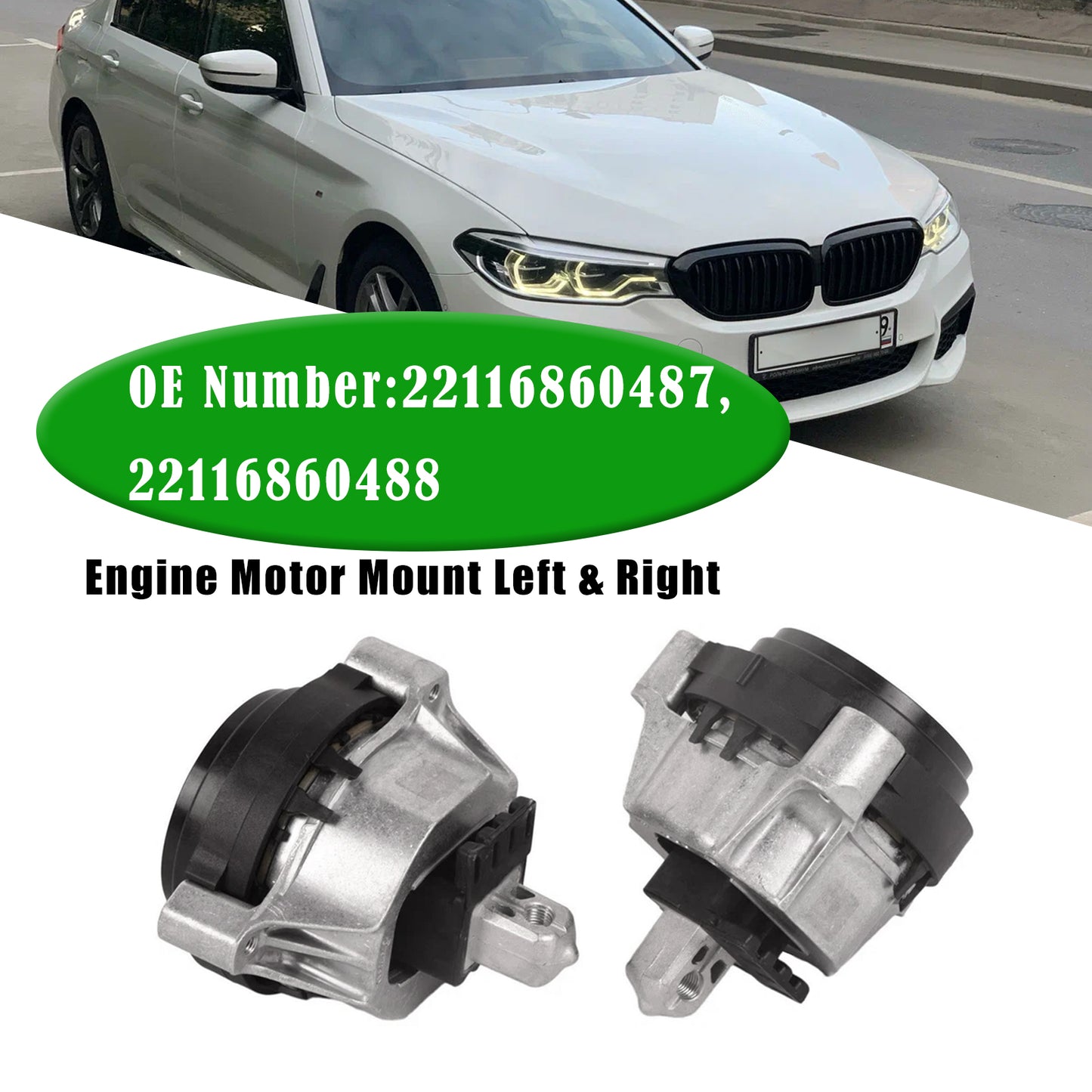 2017-2019 BMW 530i 530i xDrive 2.0L 2Pcs Engine Motor Mount Left & Right