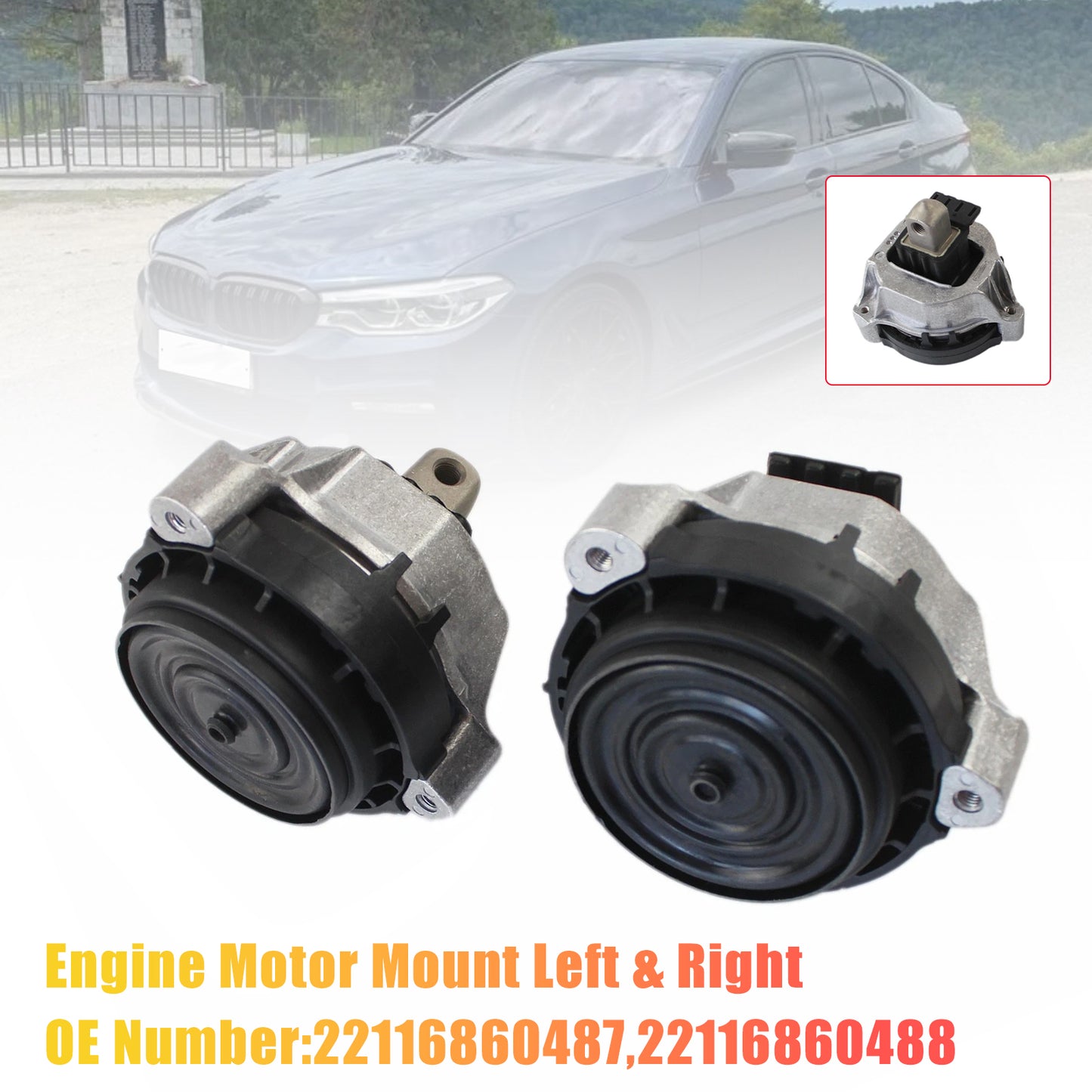 2017-2019 BMW 530i 530i xDrive 2.0L 2Pcs Engine Motor Mount Left & Right