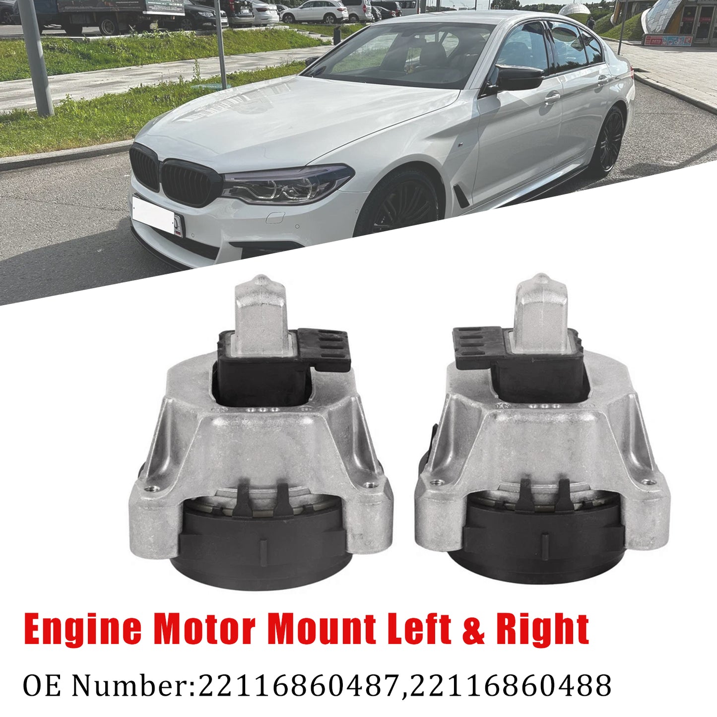 2017-2019 BMW 530i 530i xDrive 2.0L 2Pcs Engine Motor Mount Left & Right