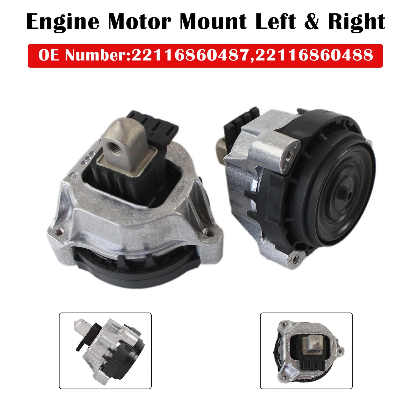 2017-2019 BMW 530i 530i xDrive 2.0L 2Pcs Engine Motor Mount Left & Right