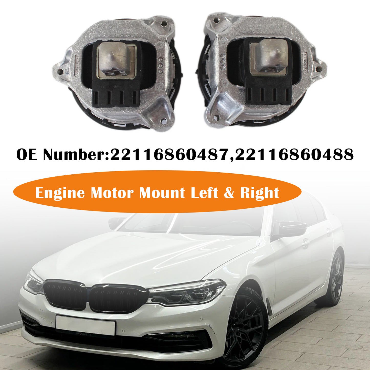 2017-2019 BMW 530i 530i xDrive 2.0L 2Pcs Engine Motor Mount Left & Right