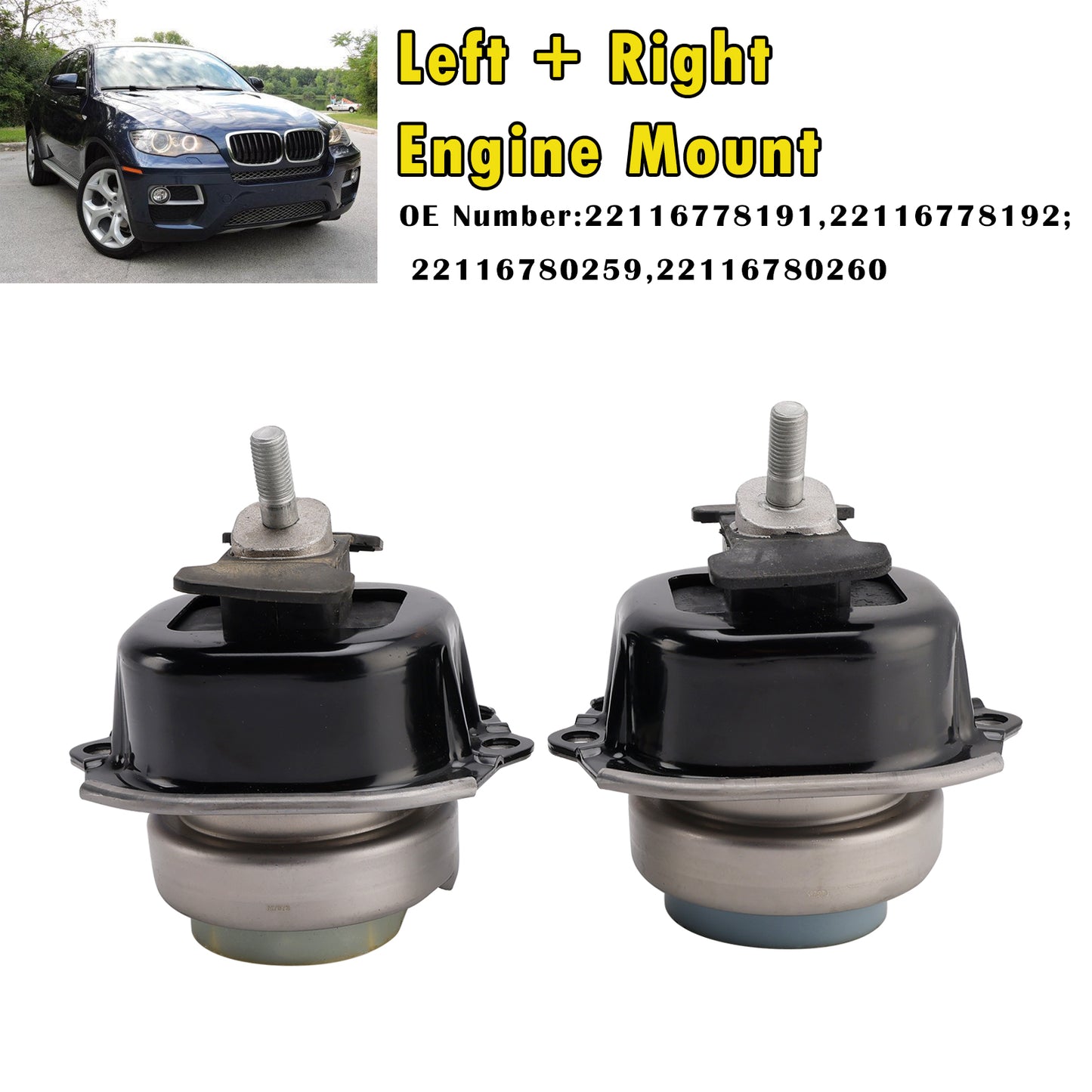 BMW X5 E70 X6 E71 E72 xDrive 35i 22116865145 22116865146 Left + Right Engine Mount