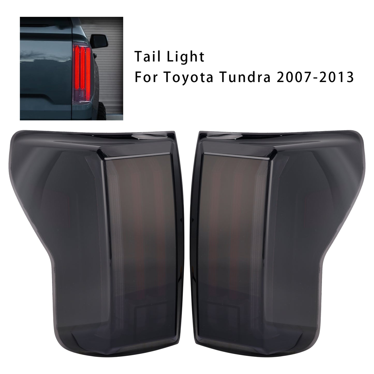 2007-2013 Toyota Tundra Black Housing Smoked Lens Left+Right LED Tail Lights