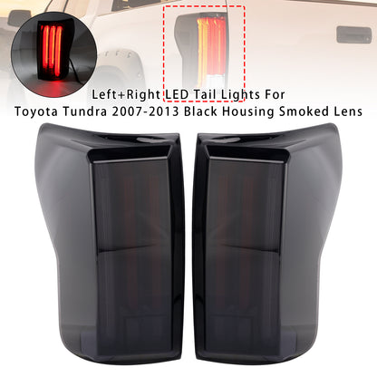 2007-2013 Toyota Tundra Black Housing Smoked Lens Left+Right LED Tail Lights