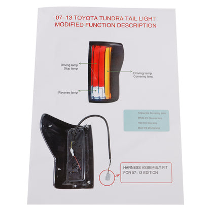 2007-2013 Toyota Tundra Black Housing Smoked Lens Left+Right LED Tail Lights