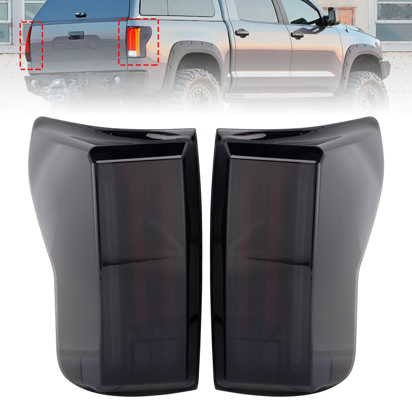 2007-2013 Toyota Tundra Black Housing Smoked Lens Left+Right LED Tail Lights