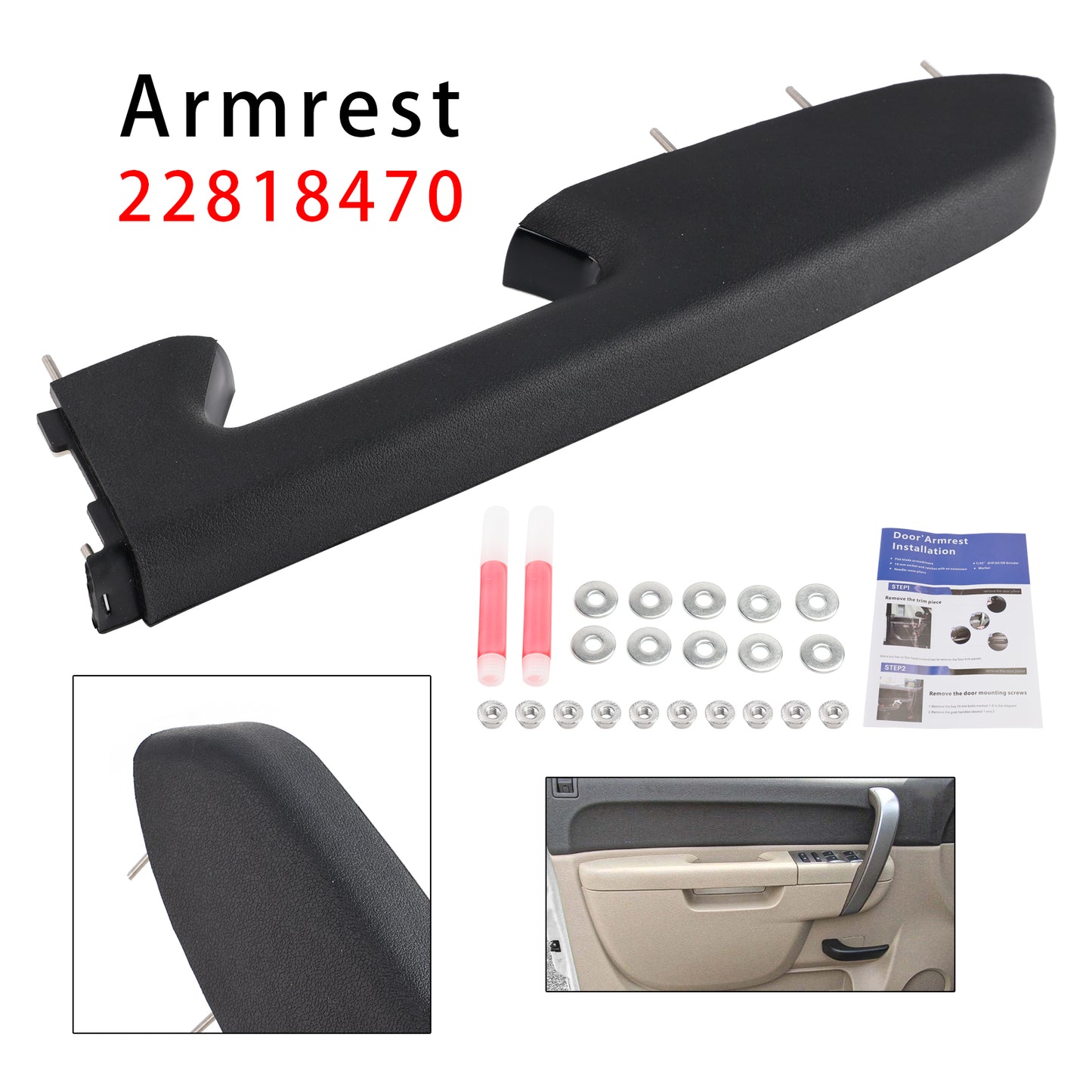 2010-2014 Chevy Silverado 1500 2500HD 3500HD Black 22818470 Front Right Armrest Repair Kit Fit