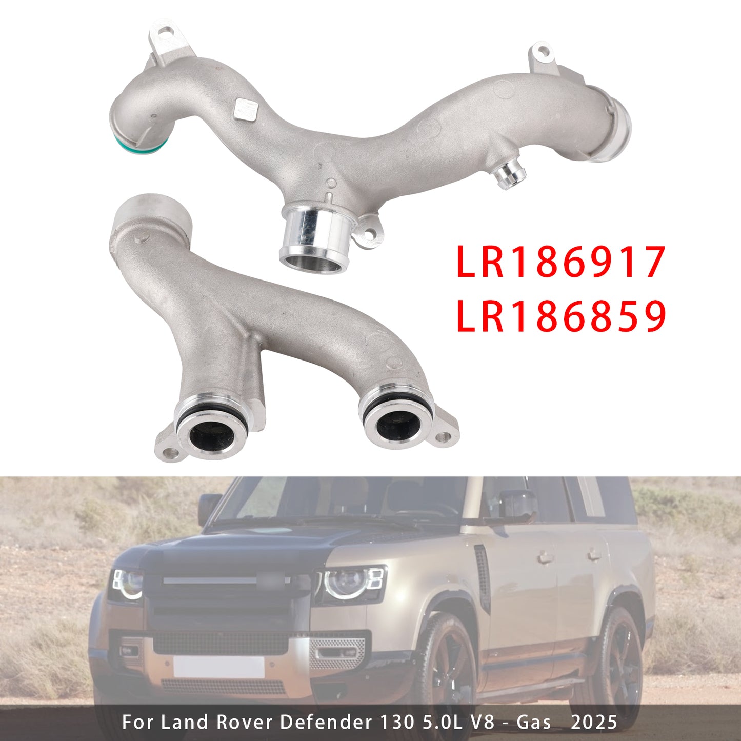 Land Rover LR4 V2 3.0 5.0 LR186917 LR186859 2PCS Coolant Crossover Pipe