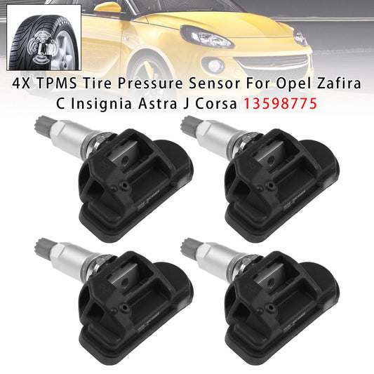 4X TPMS Tire Pressure Sensor For Opel Zafira C Insignia Astra J Corsa 13598775