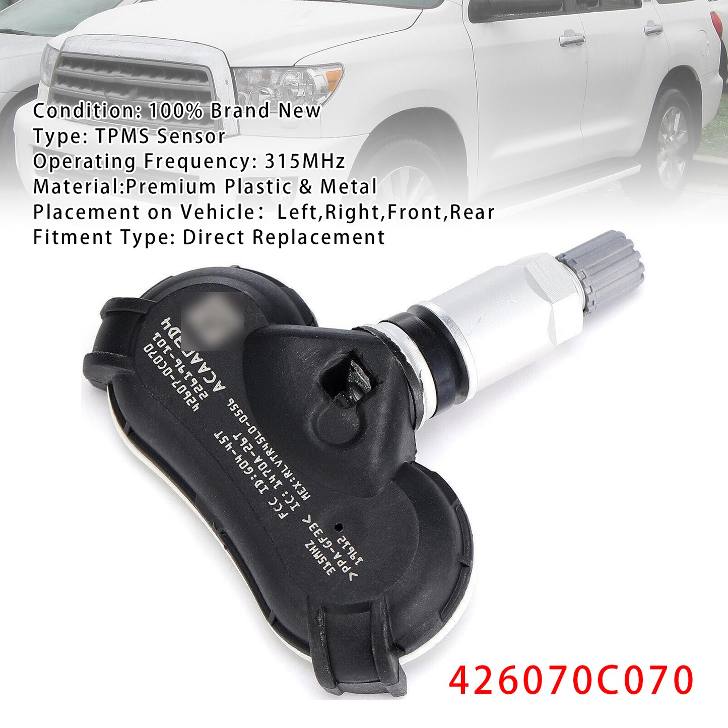 1X TPMS Tire Pressure Sensor For Toyota Sequoia Tundra Sienna 07-20 426070C070