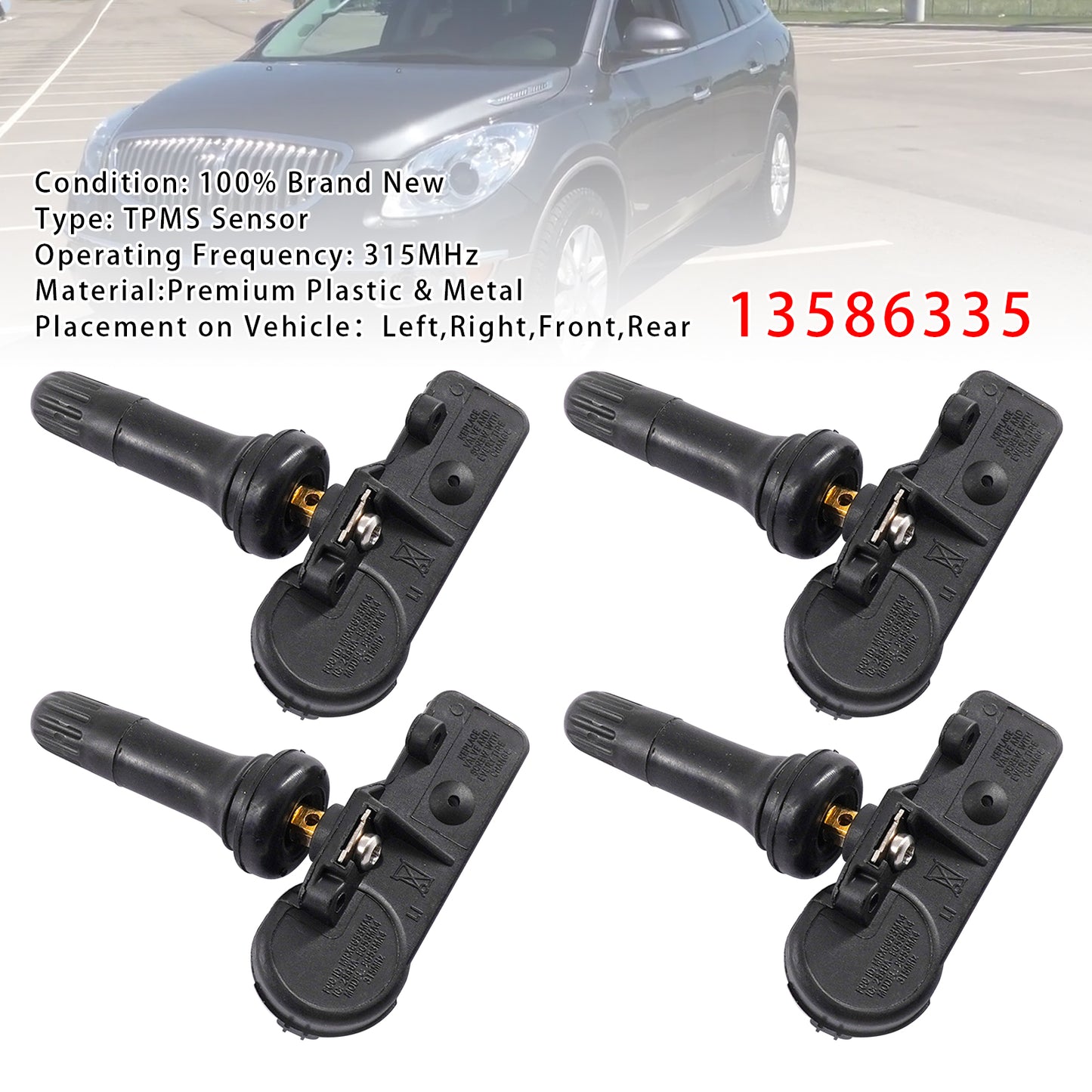 4X TPMS Tire Pressure Sensor For Buick Cadillac Chevy Suburban GMC 13586335