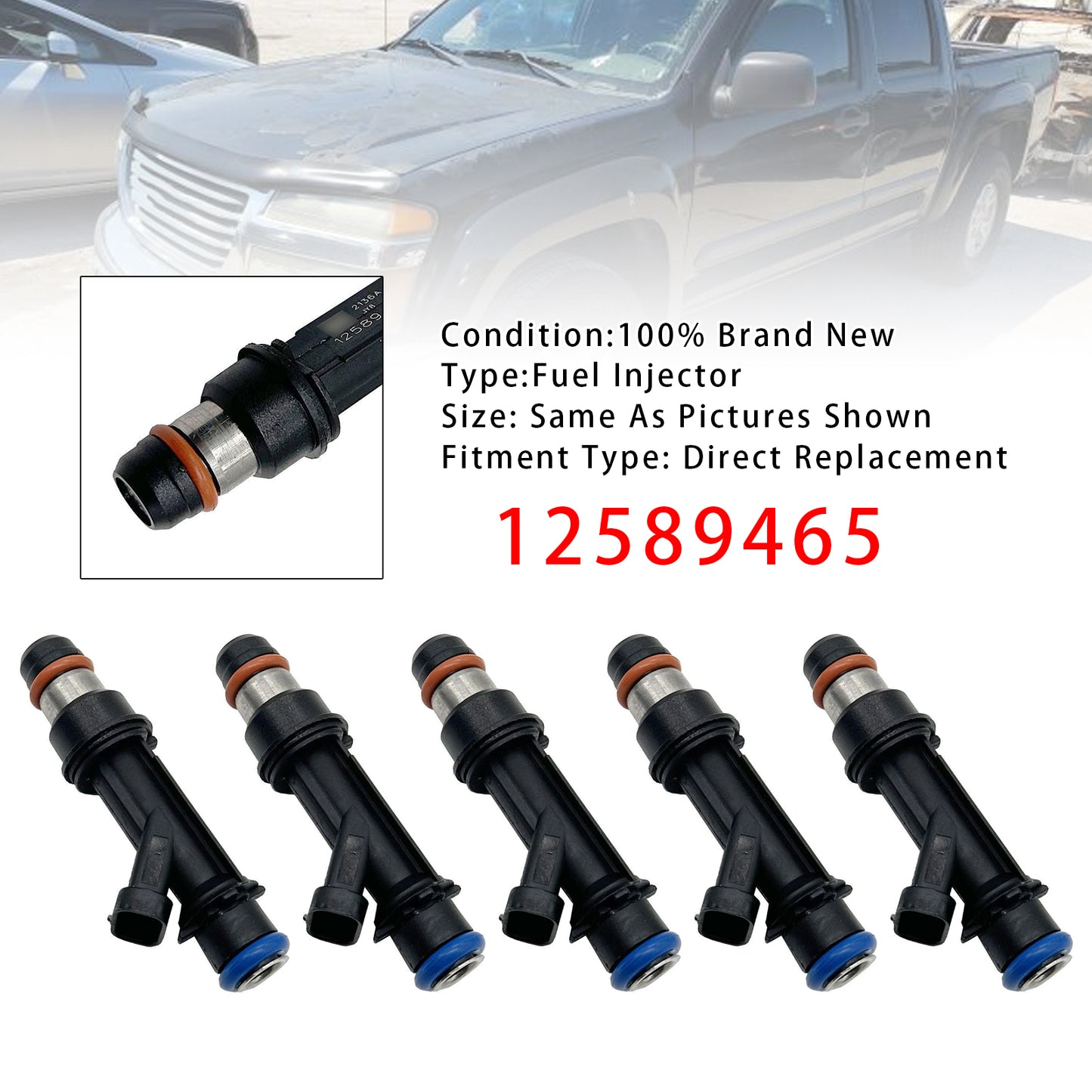 5Pcs Fuel Injector For Chevrolet Colorado Isuzu GMC Canyon Hummer H3 L5 12589465
