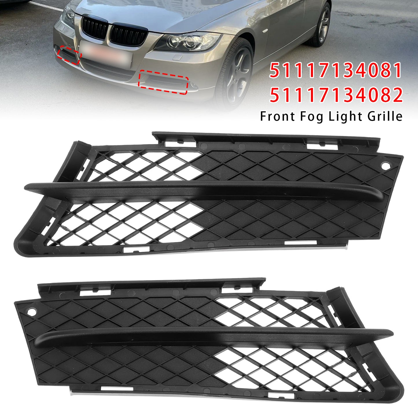 Front Fog Light Grille For BMW 3 Series E90 E91 2006-2008 51117134081
