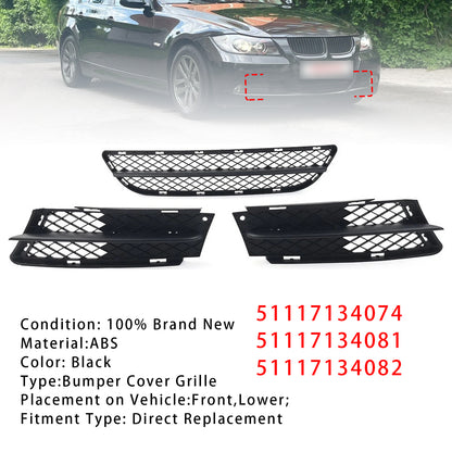 Front Bumper Lower Grille Set For BMW 3 Series E90 E91 2006-2008 51117134074