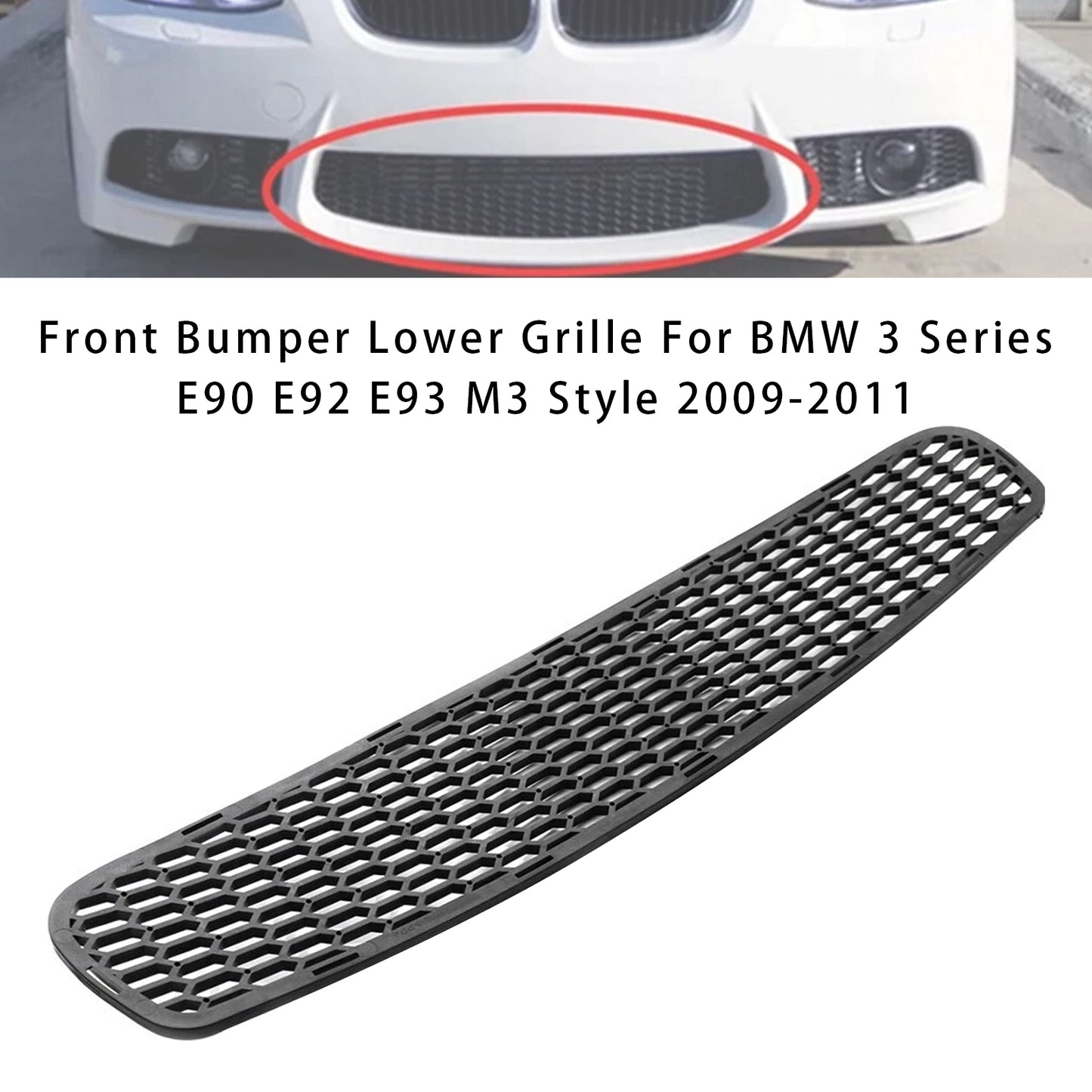 Front Bumper Lower Grille For BMW 3 Series E90 E92 E93 M3 Style 2009-2011