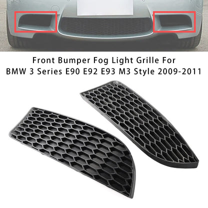 Front Bumper Fog Light Grille For BMW 3 Series E90 E92 E93 M3 Style 2009-2011