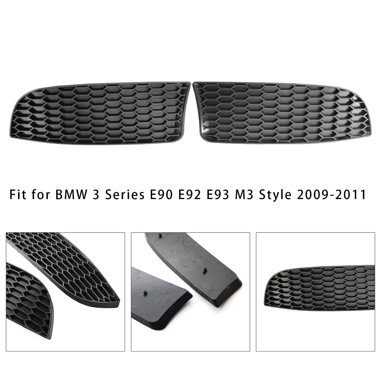 Front Bumper Fog Light Grille For BMW 3 Series E90 E92 E93 M3 Style 2009-2011