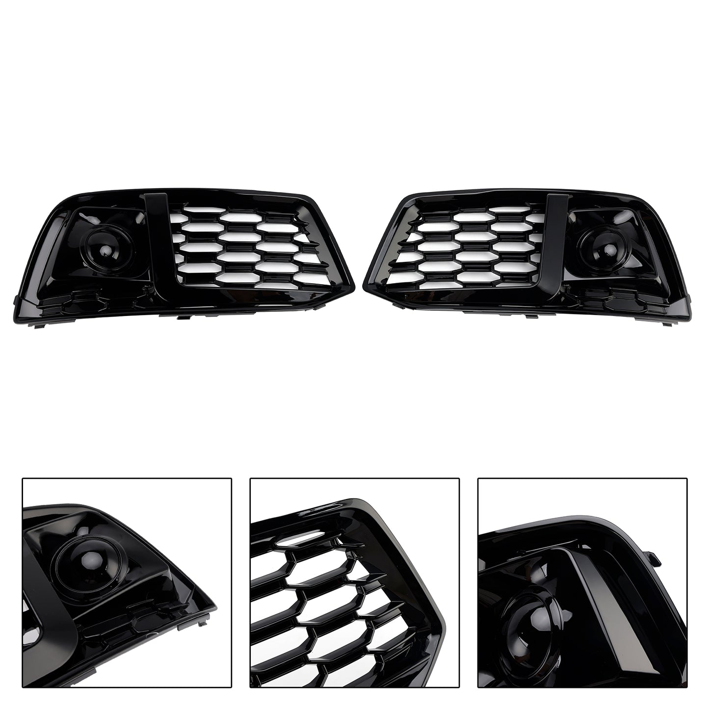 2PCS Front Bumper Cover Grill Grille Bezel Insert Fit Audi Q5 2018-2022 W/ACC