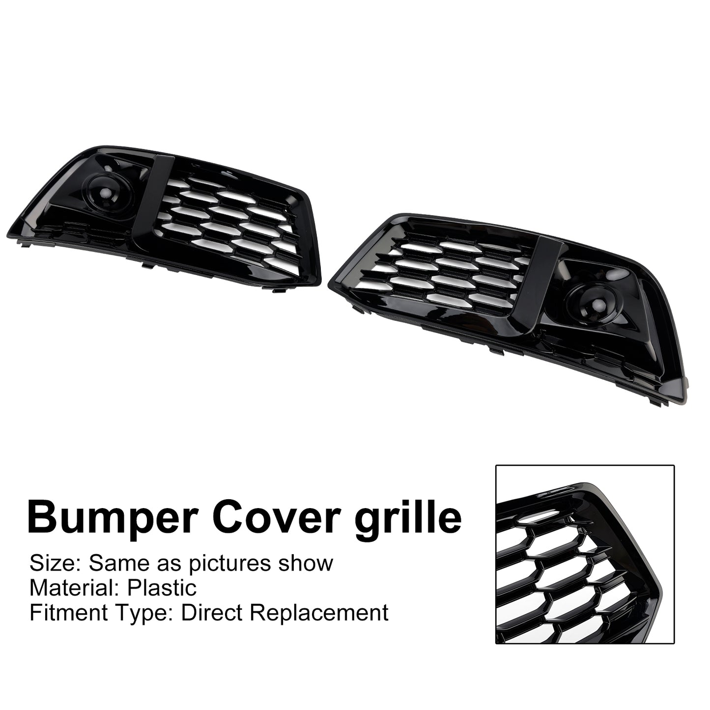2PCS Front Bumper Cover Grill Grille Bezel Insert Fit Audi Q5 2018-2022 W/ACC