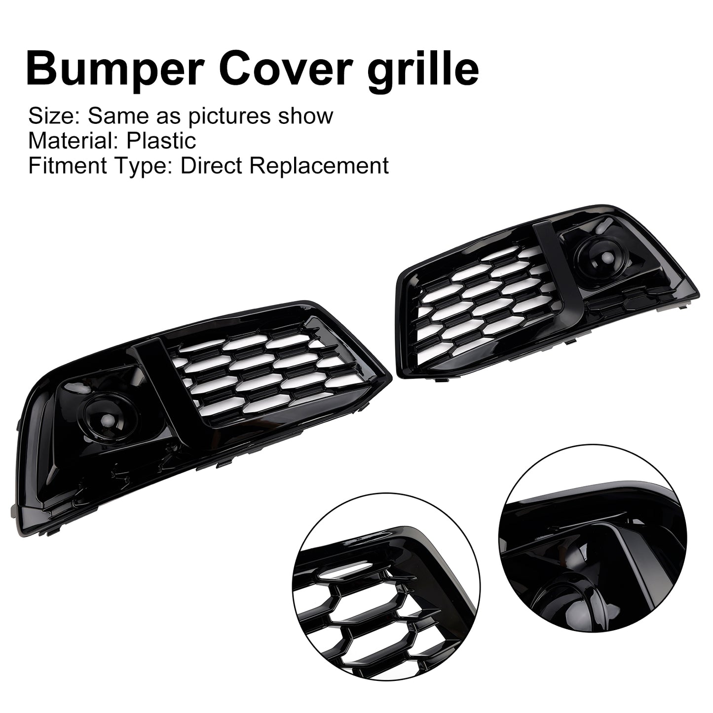 2PCS Front Bumper Cover Grill Grille Bezel Insert Fit Audi Q5 2018-2022 W/ACC