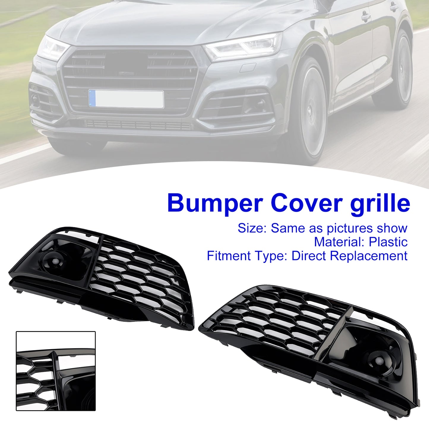 Fog Light Grille Cover 80A807679L Fit Audi Q5 SQ5 2018-2022 Pre-Facelift W/ACC