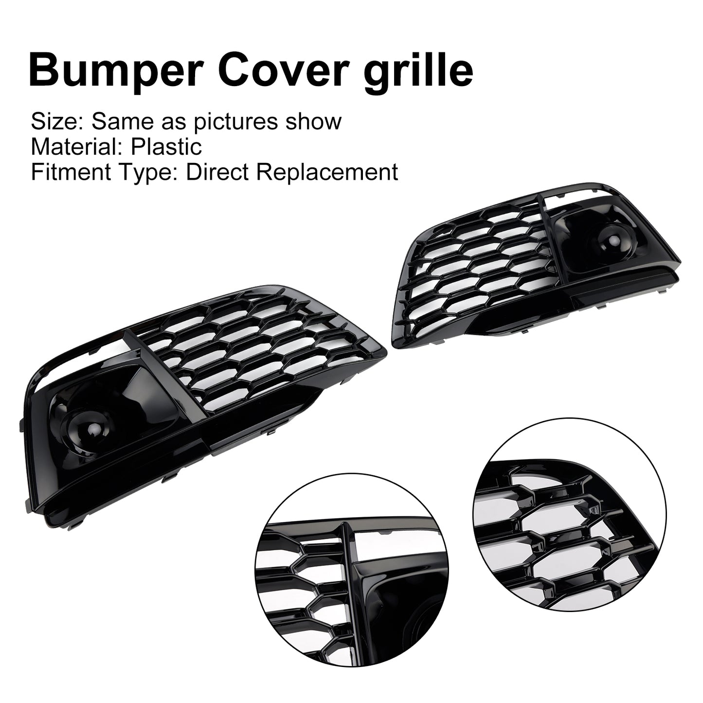 Fog Light Grille Cover 80A807679L Fit Audi Q5 SQ5 2018-2022 Pre-Facelift W/ACC