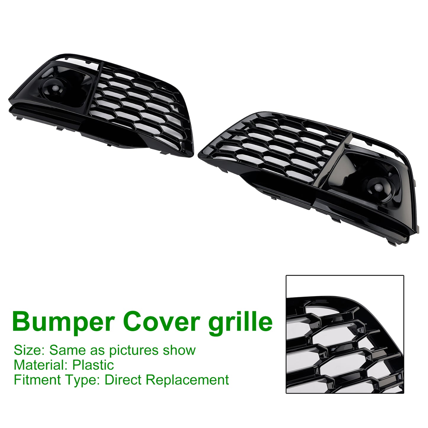 Fog Light Grille Cover 80A807679L Fit Audi Q5 SQ5 2018-2022 Pre-Facelift W/ACC