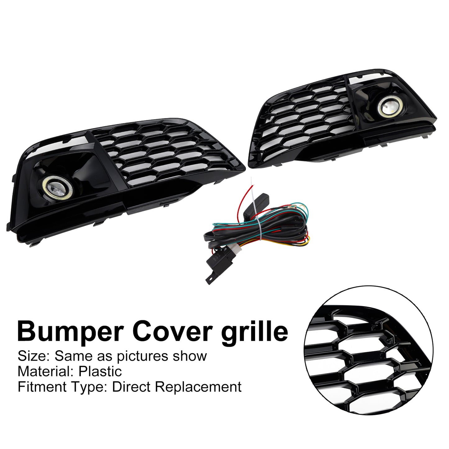 Fog Light Grille Cover 80A807680L Fit Audi Q5 SQ5 2018-2022 Pre-Facelift W/ACC