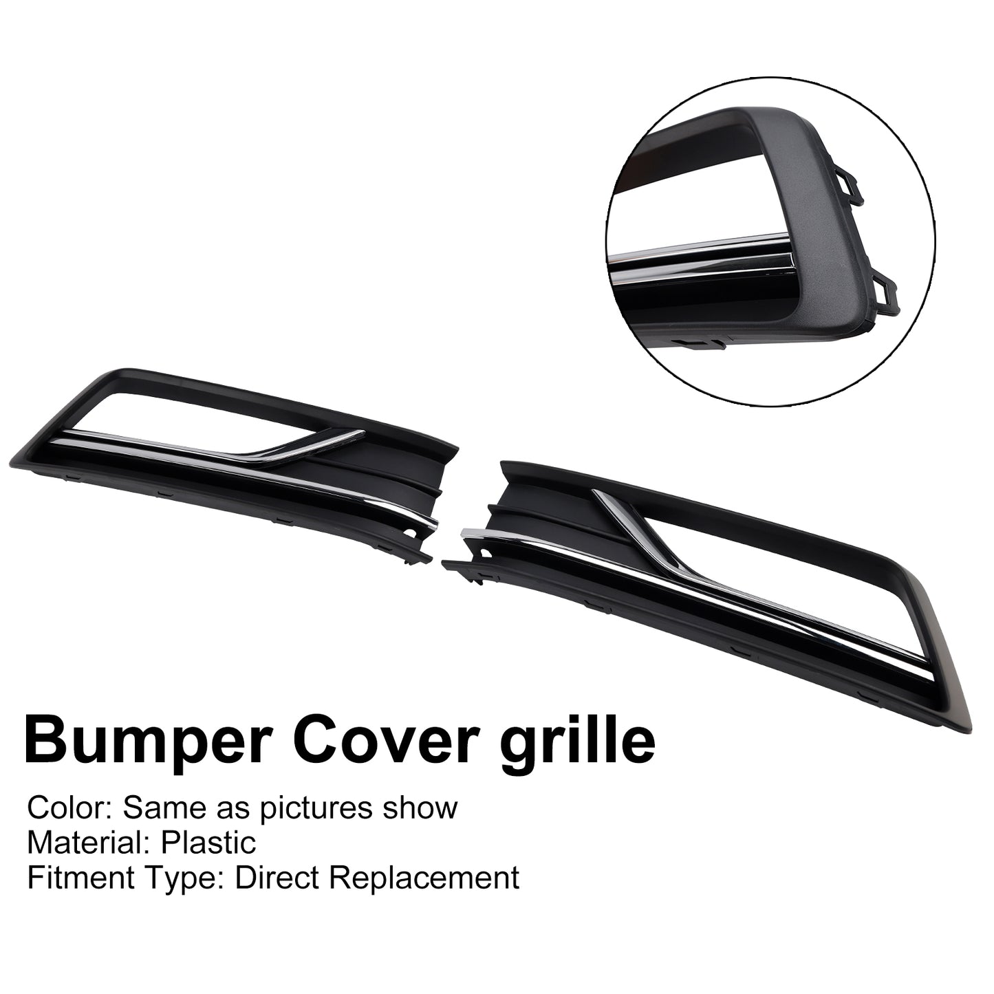 2PCS Fog Light Lamp Grille Cover Fit VW Passat B8 NMS (USA Car) 2016-2018