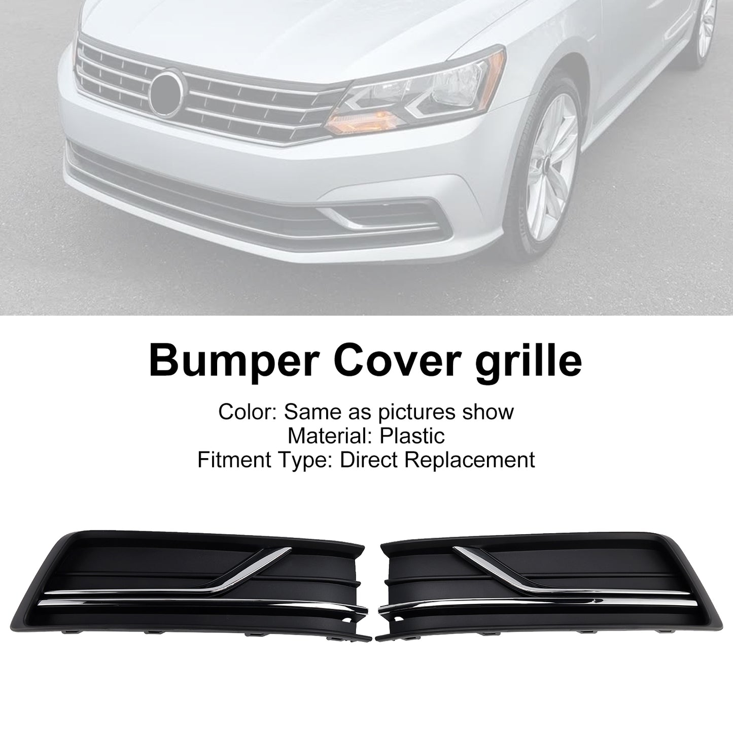 Front Left and Right Side Fog Light Cover Fit Volkswagen Passat B8 2016-2018