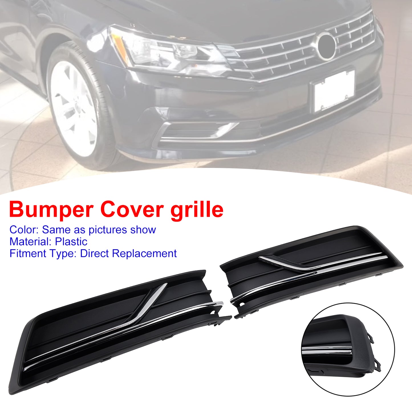 Front Left and Right Side Fog Light Cover Fit Volkswagen Passat B8 2016-2018
