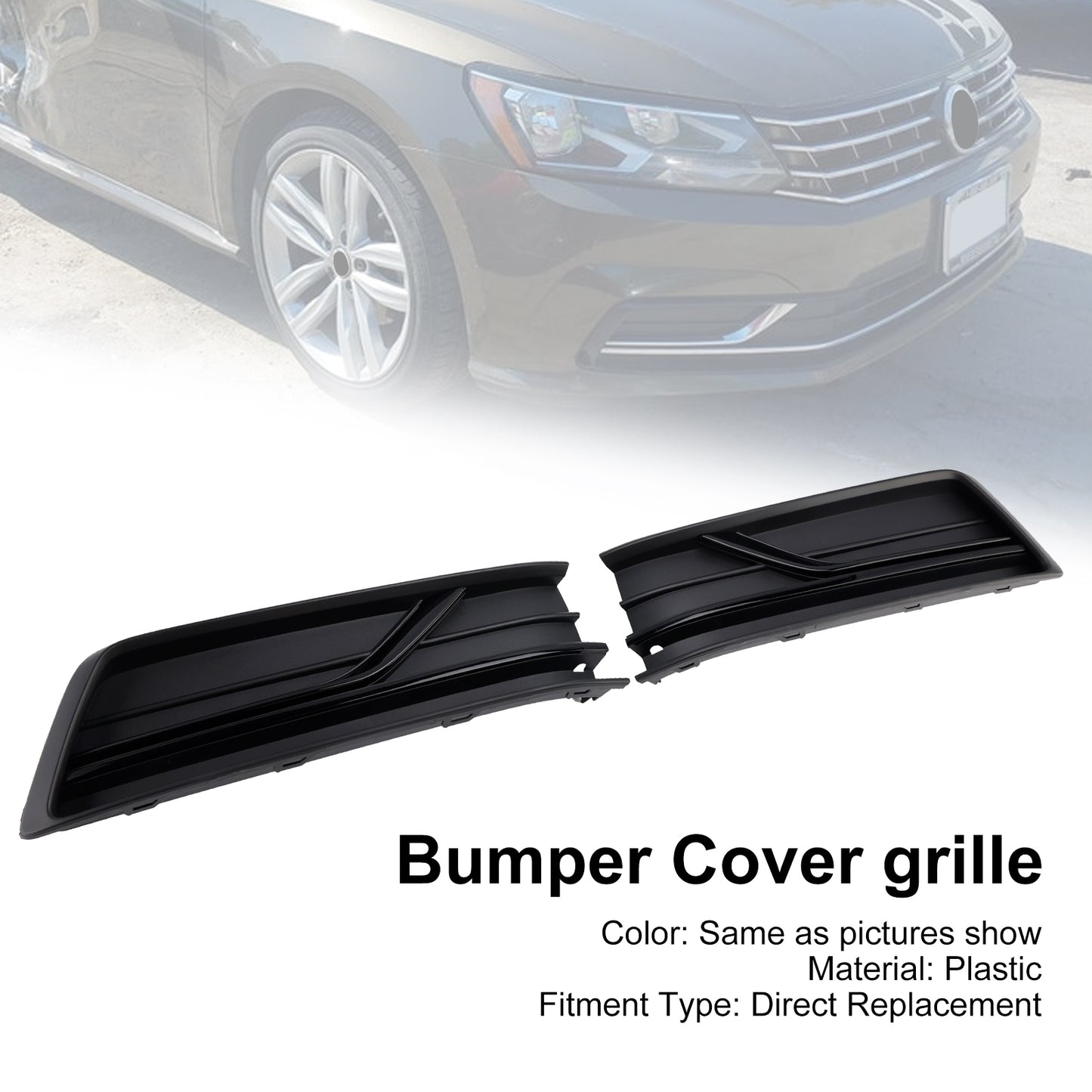 Front Left and Right Side Fog Light Cover Grille Fit VW Passat B8 2016-2018