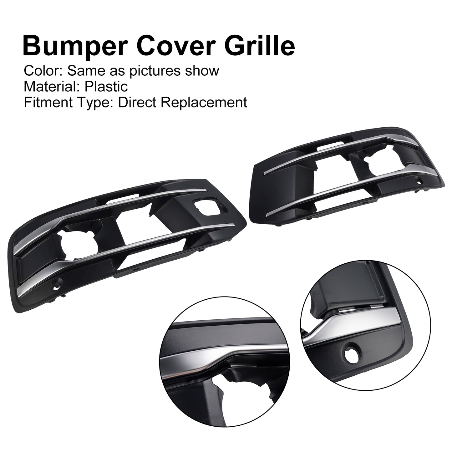 Audi Q7 2016-2019 Left+Right Front Bumper Fog Light Grille Cover 4M0807682AA4W3