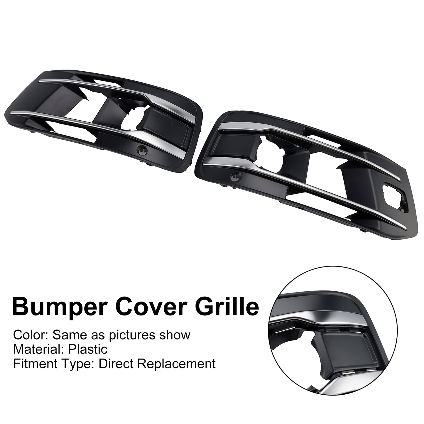 Audi Q7 2016-2019 Left+Right Front Bumper Fog Light Grille Cover 4M0807682AA4W3