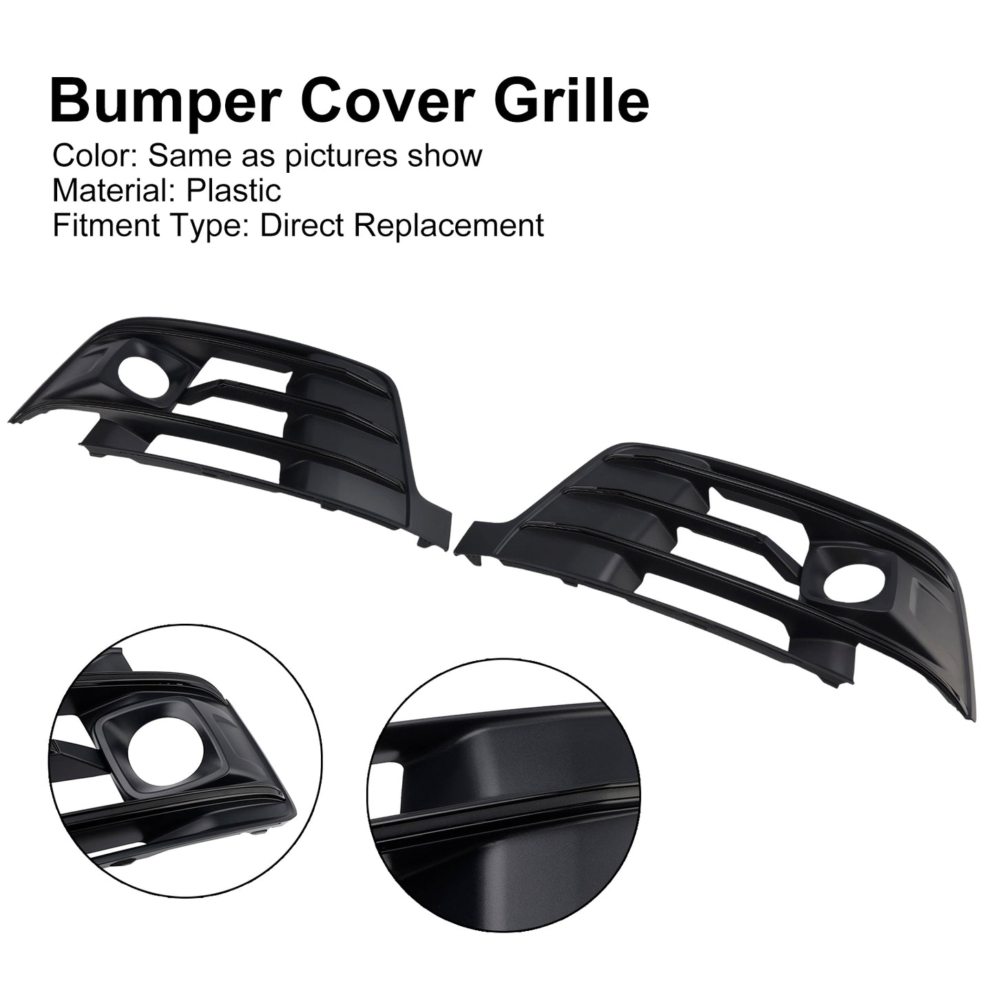 2PCS Front Bumper Fog Light Grille Cover 4M0807681E Fit Audi Q7 2016-2019