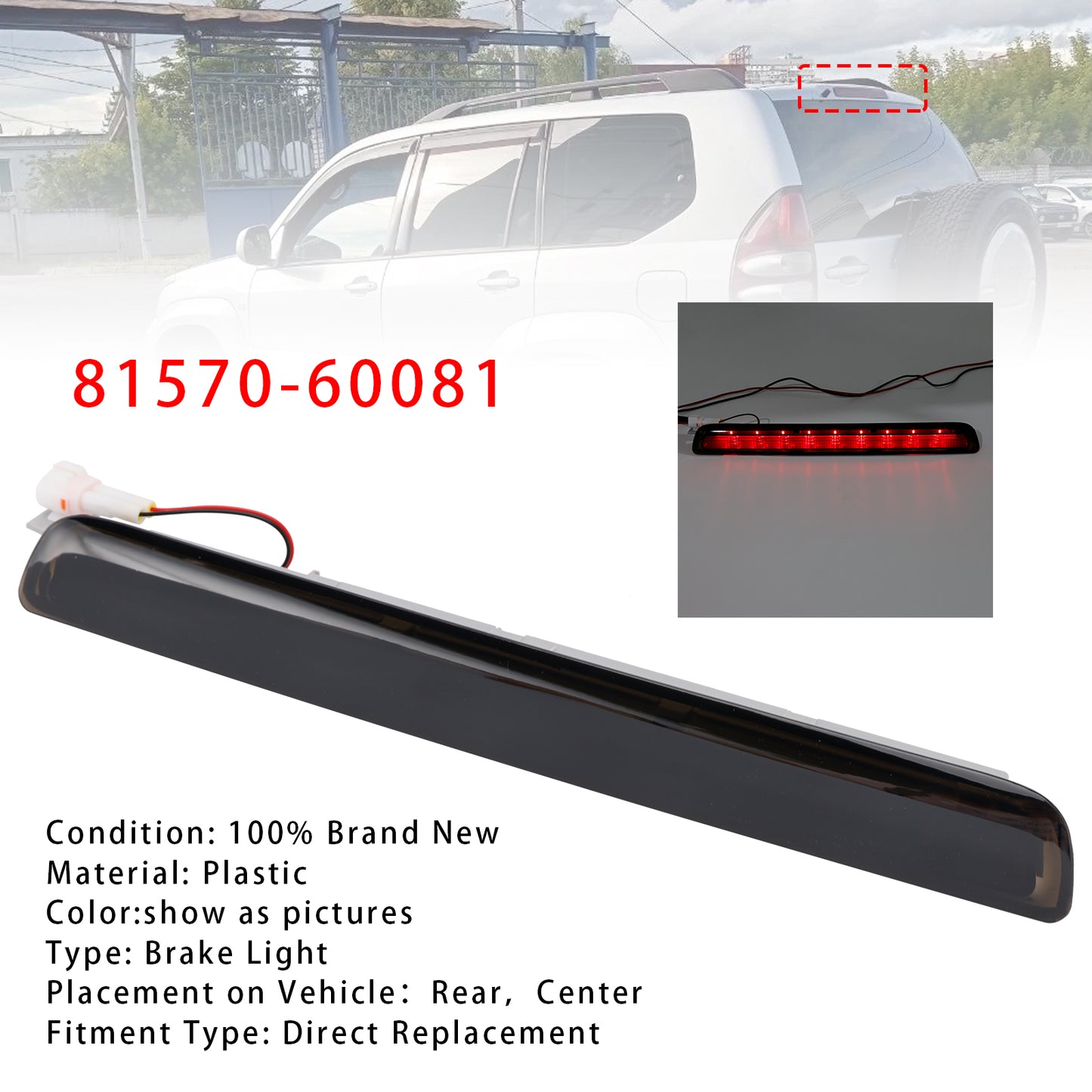Rear Center Stop Brake Lamp For Toyota Prado LC120 FJ120 TRJ120 GX470 2003-2009