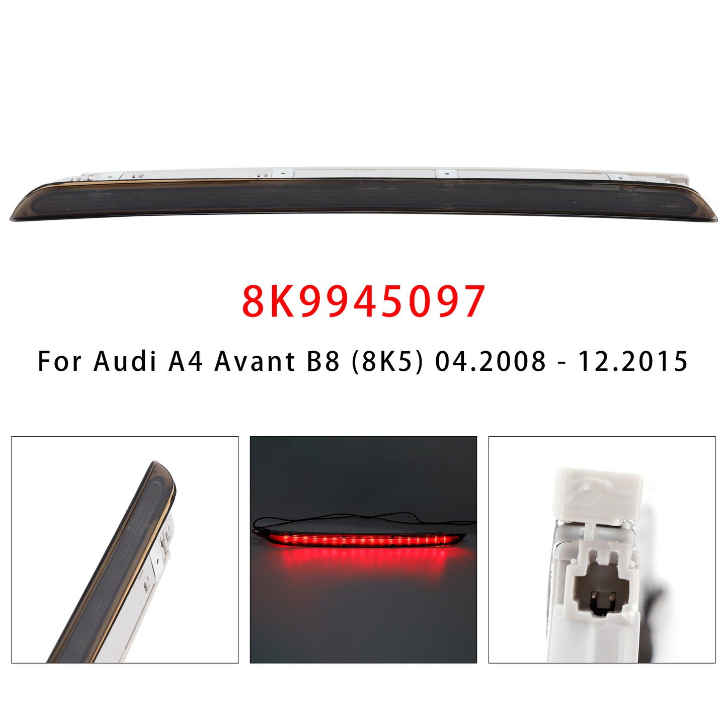 Rear Brake Light Third Stop Lamp Light 8K9945097 For Audi A4 RS4 B8 Avant Black