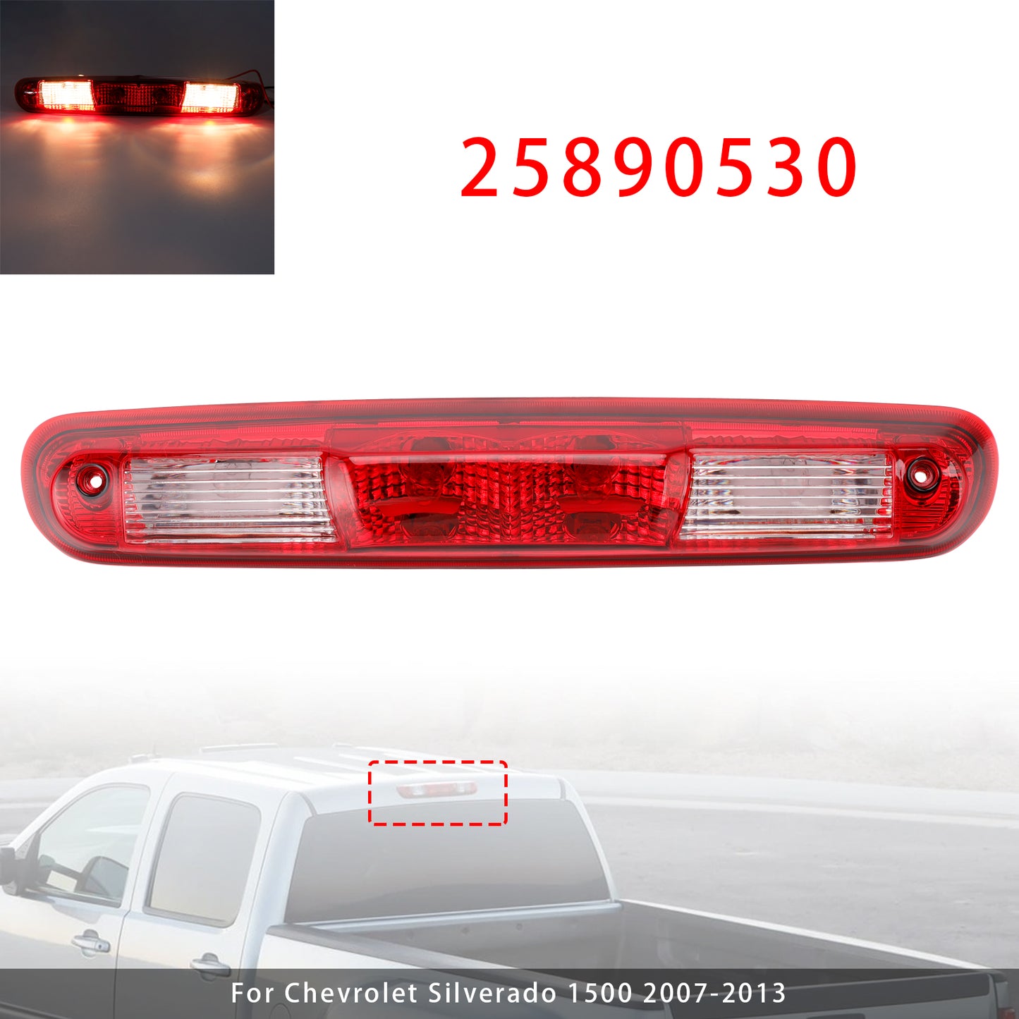 Halogen Third Brake Light For Chevy Silverado 2007-2013